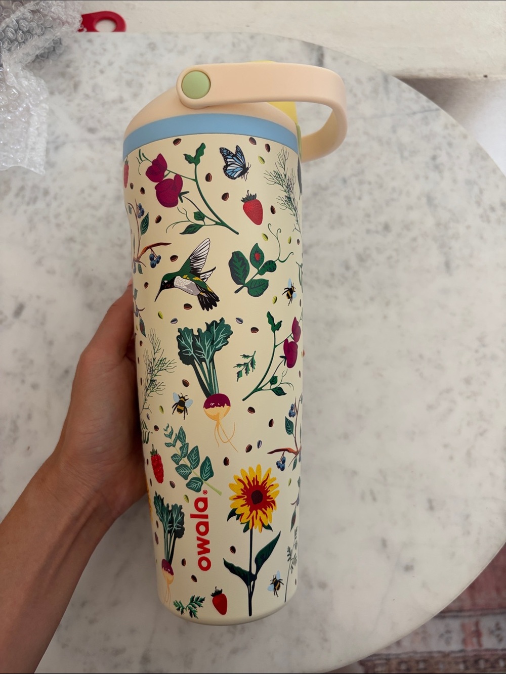 Owala COLOR DROP Limited Edition Cream Floral Stainless Bottle